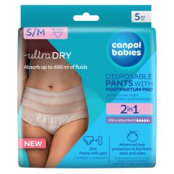Canpol babies 2in1 légáteresztő, ultra nedvszívó, eldobható szülés utáni pelenkabetéttel, S/M, 5 db